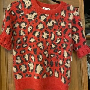 Another Love Red Leopard Print Sweater